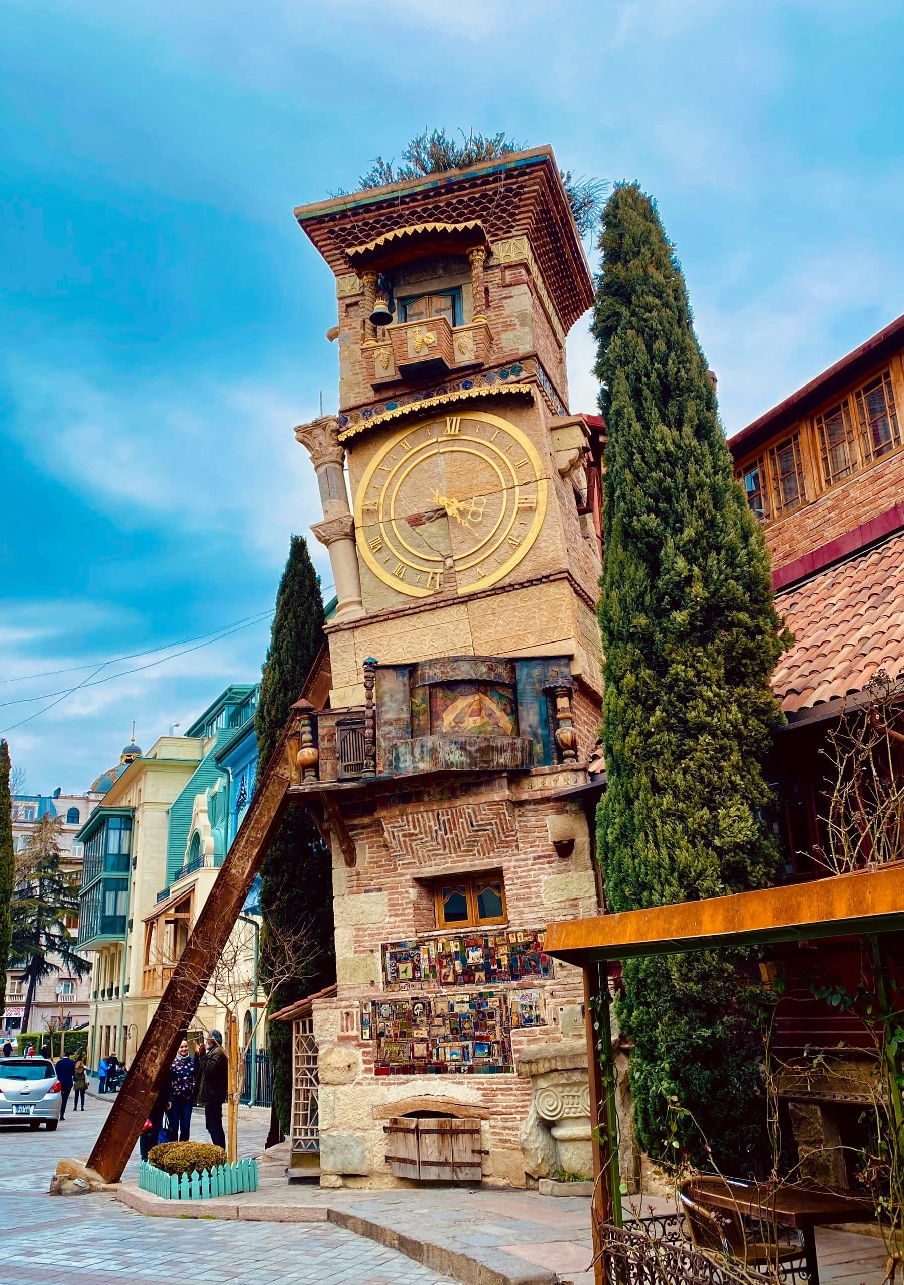 Tbilisi Old Town — the leaning clock tower where the journey begins
