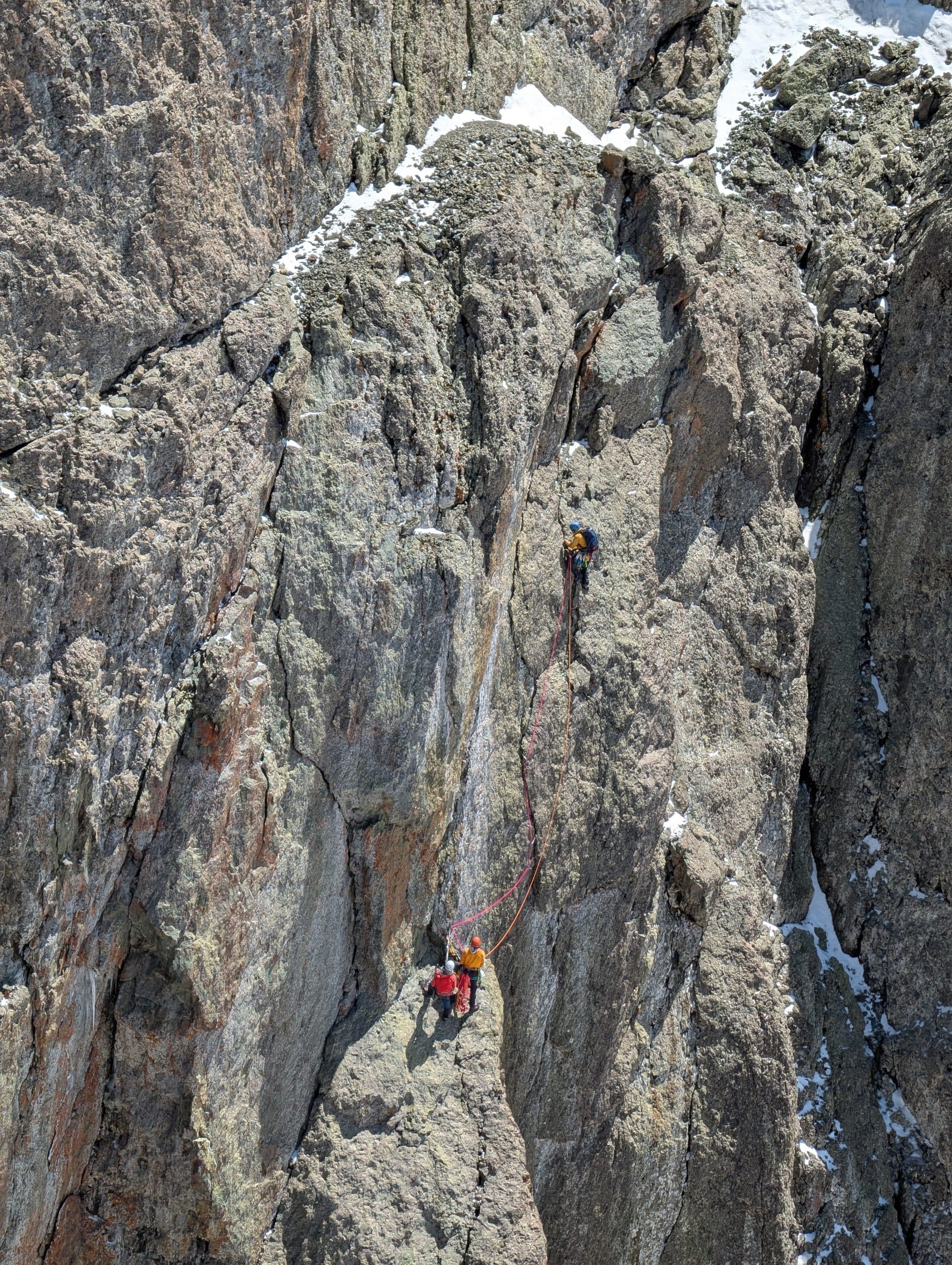 Roped, multi-pitch climbing on the walls of the massif